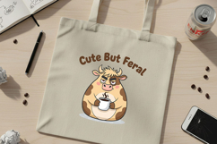 Cute But Feral Cow Png, Funny Coffee Cow Clipart, Moody Farm Product Image 8