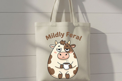 Mildly Feral Cow PNG, Funny Coffee Cow PNG, Cute Grumpy Cow Product Image 5