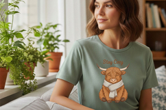 Stay Cozy Highland Cow Png, Cute Highland Cow Sublimation Product Image 3