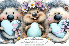 Whimsical Cute Easter Hedgehog Clipart Product Image 1