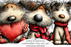 Whimsical Dogs Valentines Day Clipart Product Image 1