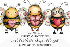 Quirky Valentine Bee Clipart Product Image 1