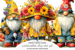 Whimsical Spring Garden Gnome Clipart Product Image 1