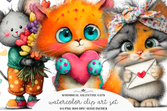 Whimsical Valentine Cats Clipart Product Image 1