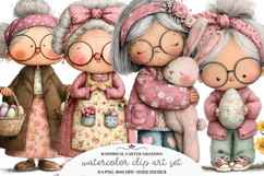 Whimsical Easter Grandma Clipart Product Image 1