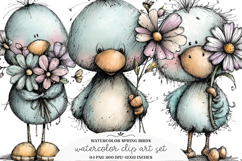 Watercolor Spring Birds Clipart Product Image 1