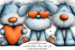 Whimsical Valentine Cute Fluffy Dogs Clipart Product Image 1