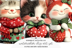 Whimsical Valentine Cat Clipart Product Image 1