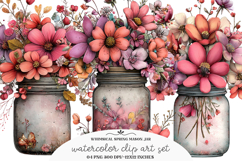 Whimsical Spring Mason Jar Clipart Product Image 1