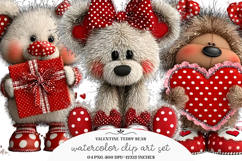 Valentine Teddy Bear Clipart / Valentine Sublimation Product Image 1