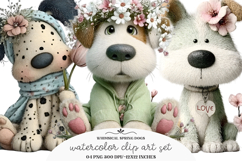 Whimsical Spring Dogs Clipart Product Image 1