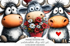 Whimsical Valentine Peeking Cow Clipart Product Image 1