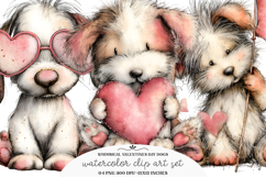 Whimsical Dogs Valentines Day Clipart Product Image 1
