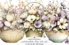 Spring Flower Basket Clipart/ Spring Flower Png Product Image 1