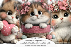 Whimsical Easter Cats Clipart Png Product Image 1