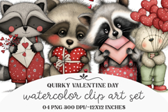 Quirky Valentine Day Animal Clipart Product Image 1