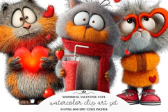 Whimsical Valentine Cats Clipart Product Image 1