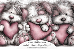 Whimsical Quirky Valentine Dogs Clipart Product Image 1