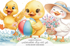 Whimsical Summer Duck Clipart Product Image 1