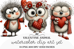 Whimsical Valentine Animal Clipart Product Image 1
