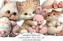 Whimsical Easter Cats Clipart Product Image 1
