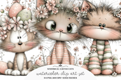 Whimsical Easter Cats Clipart Product Image 1