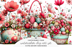 Whimsical Easter Basket Eggs Clipart Product Image 1