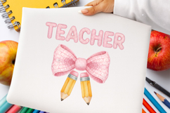 Faux Yarn Teacher Coquette Bow PNG Product Image 1