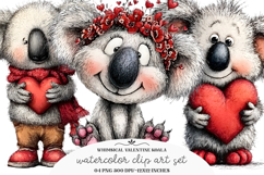 Whimsical Valentine Koala Clipart Product Image 1