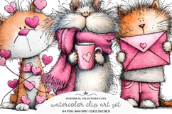 Whimsical Valentines Cats Day Clipart Product Image 1