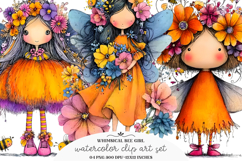 Whimsical Bee Girl Clipart Product Image 1