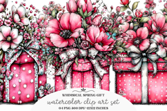 Whimsical Spring Gift Box Flower Clipart Product Image 1