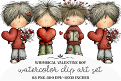 Whimsical Valentine Boy Clipart Product Image 1