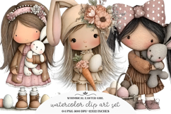Whimsical Easter Girl Clipart Product Image 1