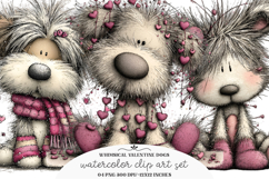 Whimsical Valentine Dog Clipart Product Image 1
