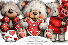 Whimsical Valentine Teddy Bear Clipart Product Image 1