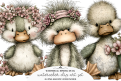 Whimsical Spring Duck Clipart Product Image 1