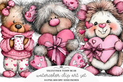 Valentines Teddy Bear Clipart ,Valentines Sublimation Product Image 1