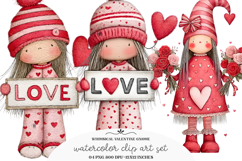 Whimsical Valentine Gnome Clipart Product Image 1