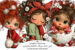 Whimsical Easter Girl Clipart Product Image 1