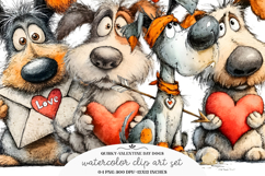 Quirky Valentine Day Dogs Clipart Product Image 1