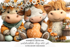 Whimsical Easter Cow Clipart Product Image 1