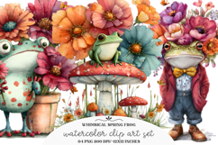 Whimsical Spring Frog Clipart Product Image 1