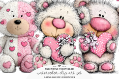 Whimsical Valentine Teddy Bear Clipart Product Image 1