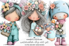 Whimsical Easter Girl Clipart / Whimsical Easter Png Product Image 1