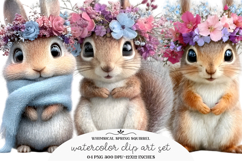 Whimsical Spring Squirrel Clipart Product Image 1