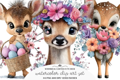 Whimsical Easter Cute Deer Clipart Product Image 1
