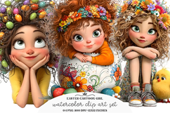 Whimsical Easter Cartoon Girl Clipar Product Image 1