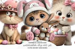 Whimsical Easter Cats Clipart Product Image 1