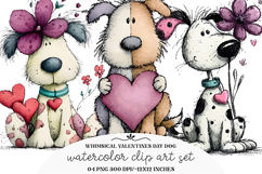 Whimsical Valentines Day Dog Clipart Product Image 1